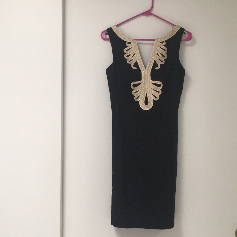 NWOT Black and Gold shift dress